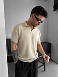 Beige Knit Polo Shirt