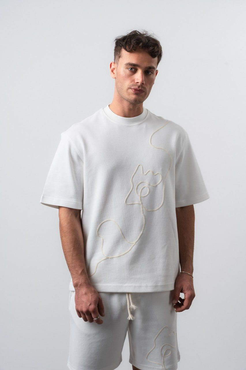 White Embroidery Tee