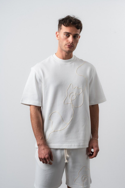 White Embroidery Tee